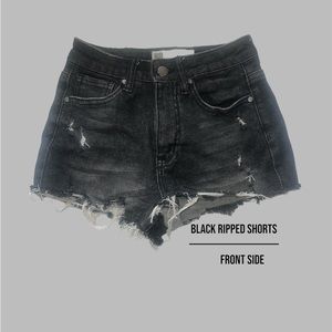 black ripped shorts. worn but in perfect condition. ripped from front and back.